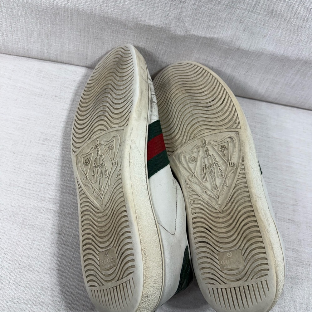 Gucci White Leather Sneakers with Green & Red Web Stripe - Picture 6 of 9